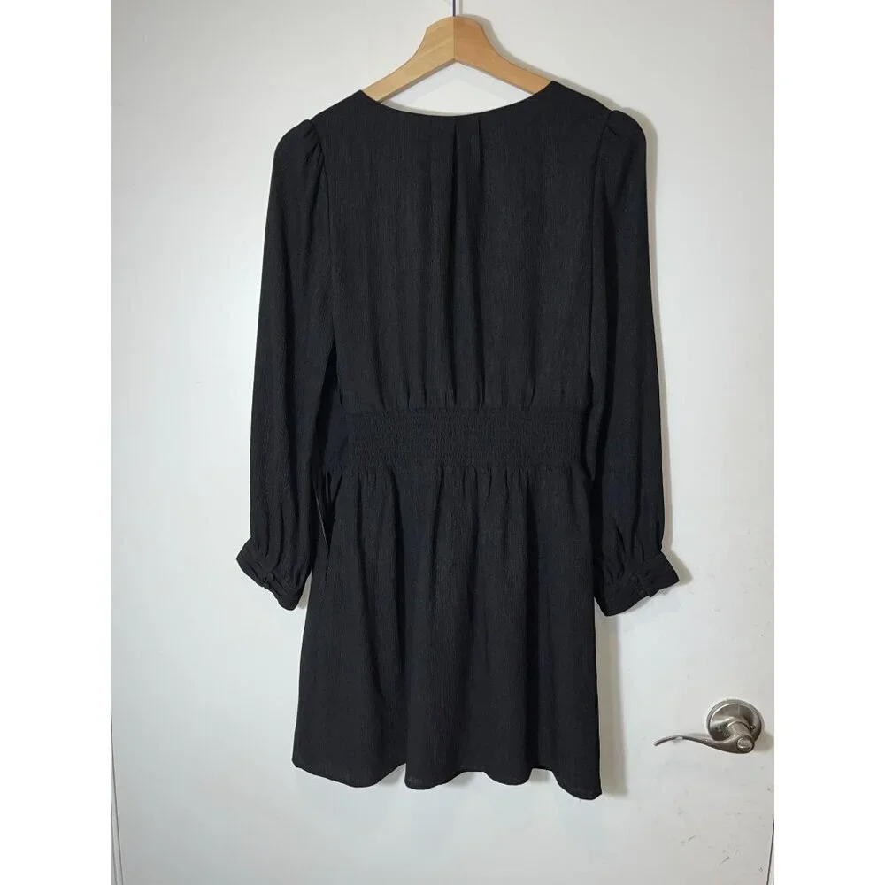 ALI & JAY Black Long Sleeve V-Neck Mini Dress Size S Womens